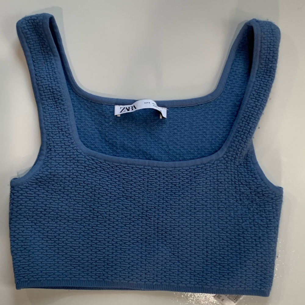Blue Textured Crop Top Zara size S, summer or beach vibes